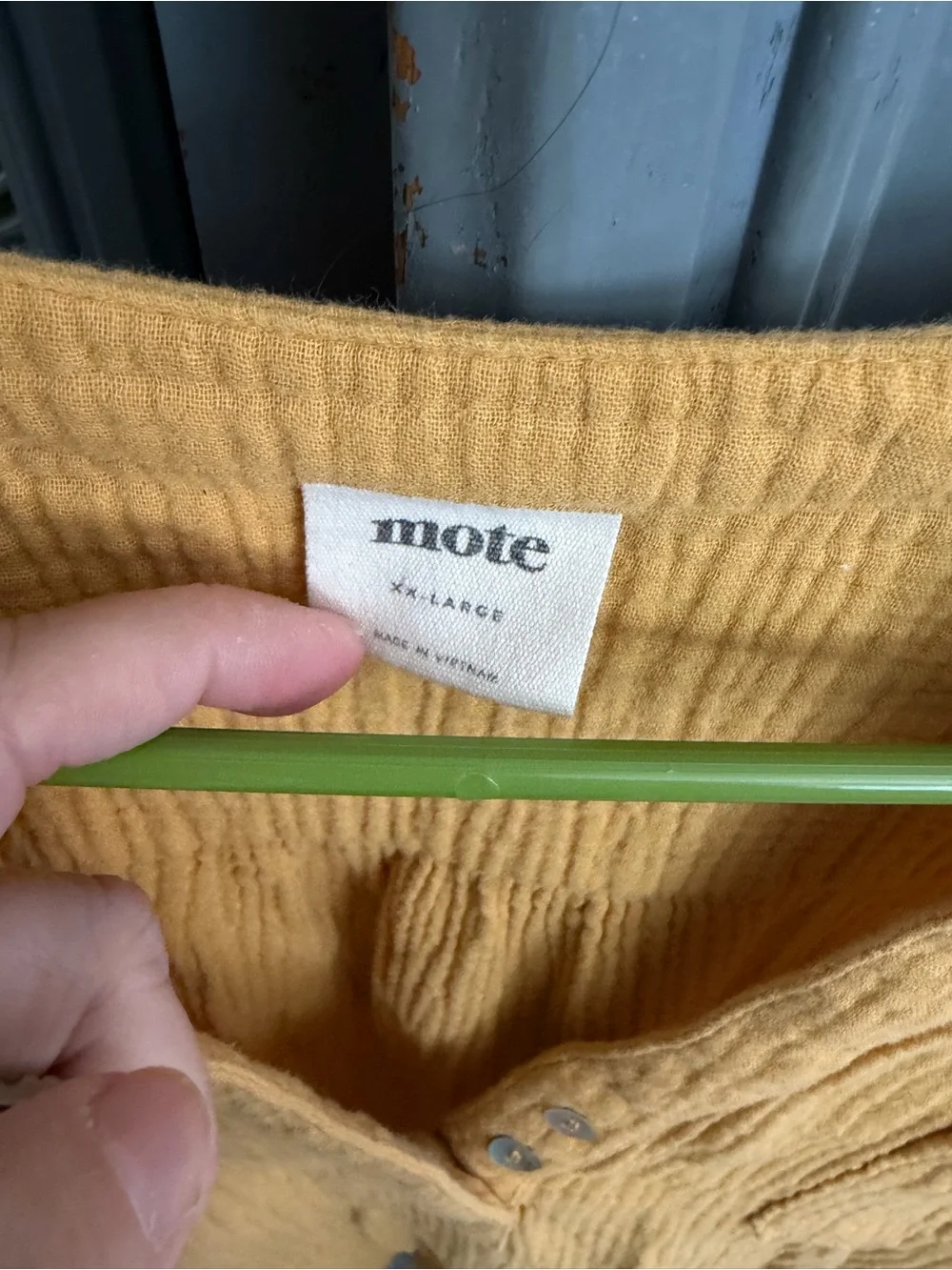 Relaxed Gauze Henley Tunic Top in Mustard - Picture 5 of 6